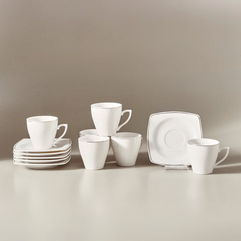 Karaca Jamie Porzellan-Espresso- und Türkische Kaffeetassen-Set, 12-teilig, für 6 Personen, 90 ml, Weiß