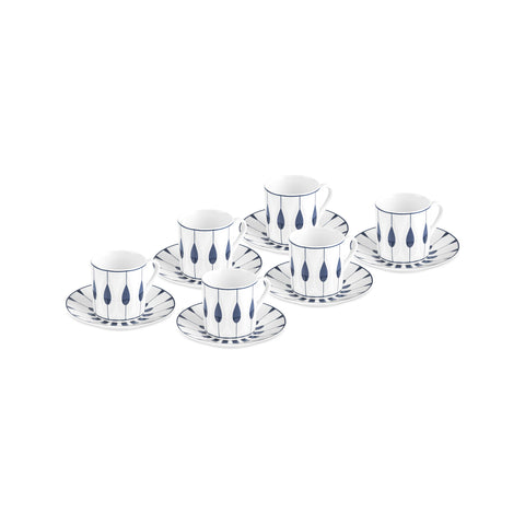 Karaca Ahenk 12-teiliges Bone China Espresso Türkisch-Kaffeetassen-Set für 6 Personen, 80 ml, Mehrfarbig