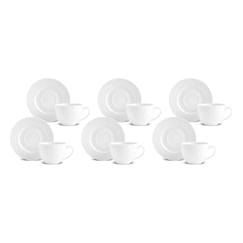 Karaca Nora Embossed Tea Cup Set for 6 Persons, 220 ml