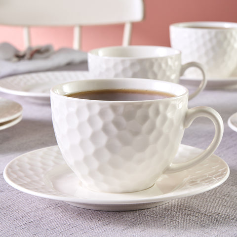 Karaca Nora Embossed Tea Cup Set for 6 Persons, 220 ml