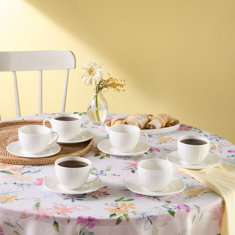 Karaca Anna Embossed Tea Cup Set for 6 Persons, 220 ml