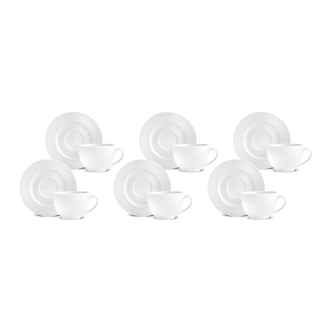 Karaca Nina Embossed Teetassen-Set für 6 Personen, 220 ml