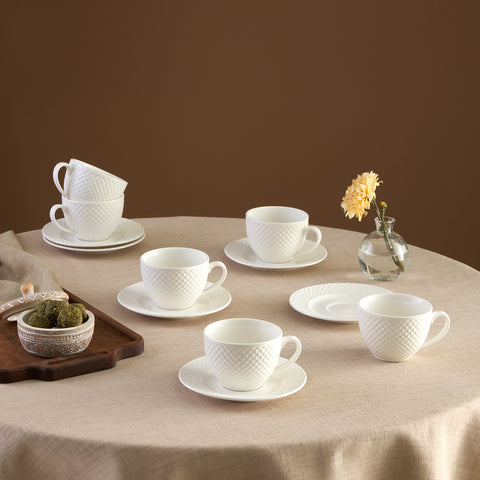 Karaca Nina Embossed Teetassen-Set für 6 Personen, 220 ml