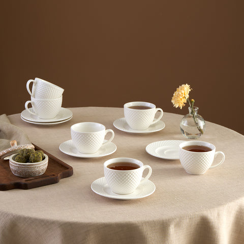 Karaca Nina Embossed Teetassen-Set für 6 Personen, 220 ml