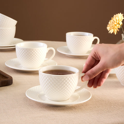Karaca Nina Embossed Teetassen-Set für 6 Personen, 220 ml
