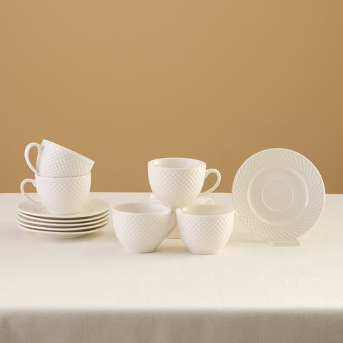Karaca Nina Embossed Teetassen-Set für 6 Personen, 220 ml