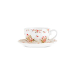 Karaca Blossom 6 Kişilik 12 Parça Bone China Çay Fincanı ve Tabak Seti, 220 ml, Kırmızı