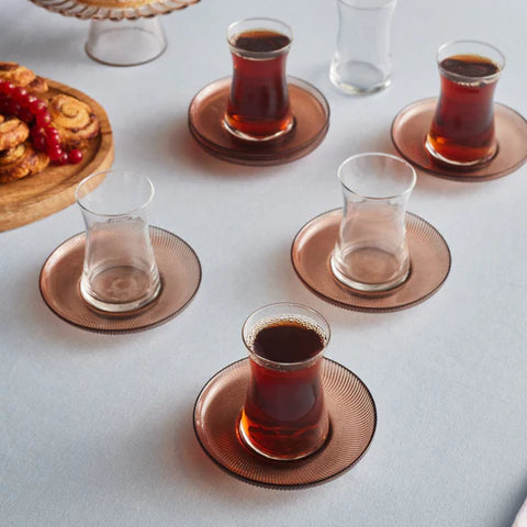 Karaca Juliet Mocha Mousse 12-teiliges Teegläser-Set für 6 Personen, 170 ml