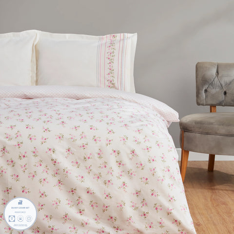 Karaca Glen Doppel Bettwäscheset 100% Baumwolle Rosa 200x220 Cm