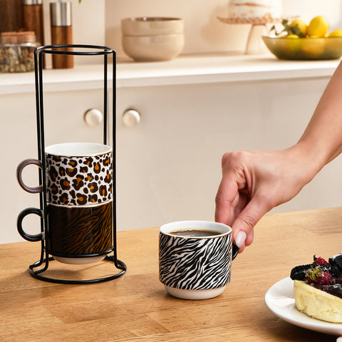 Karaca Leobra 5-teiliges Teetassen-Set mit Ständer, 160ML