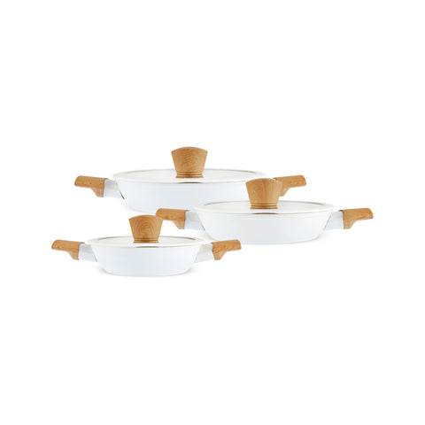 Karaca Swiss Crystal Almond, 6 Piece Shallow Casserole Set, Induction