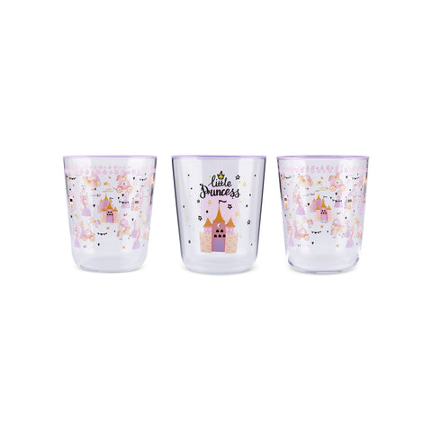 Karaca Kids 3-Piece Glass Tumbler Set For Girls, Pink