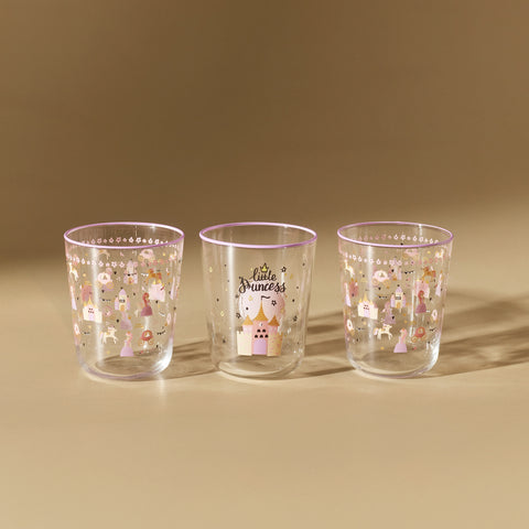 Karaca Kids 3-Teiliges Glasbecher-Set Für Mädchen, Rosa