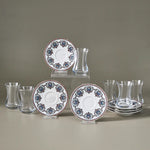 Karaca Nakkas 12-teiliges Türkisches Teeset aus Bone China für 6 Personen, 130 ml, Rot
