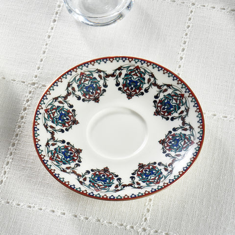 Karaca Nakkas 12-teiliges Türkisches Teeset aus Bone China für 6 Personen, 130 ml, Rot