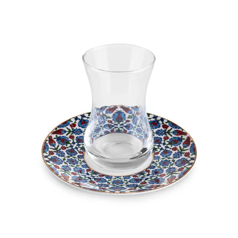 Karaca Emirgan 6 Kişilik 12 Parça Bone China Türk Çay Seti, 130 ml, Renkli