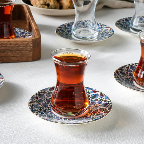Karaca Emirgan 6 Kişilik 12 Parça Bone China Türk Çay Seti, 130 ml, Renkli
