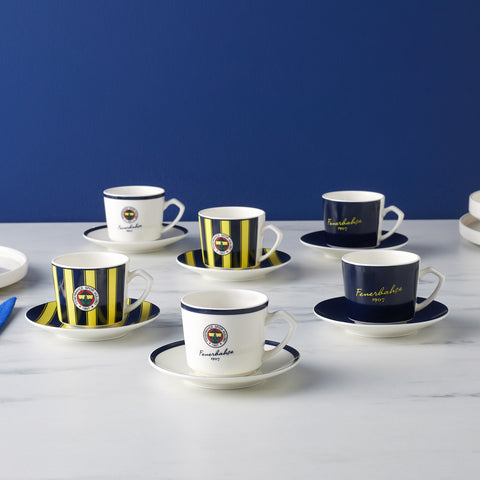 Karaca x Fenerbahçe Lizenziertes 6-Personen-Kaffeetassen-Set 80 ml