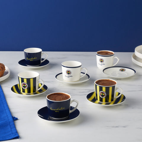 Karaca x Fenerbahçe Lizenziertes 6-Personen-Kaffeetassen-Set 80 ml
