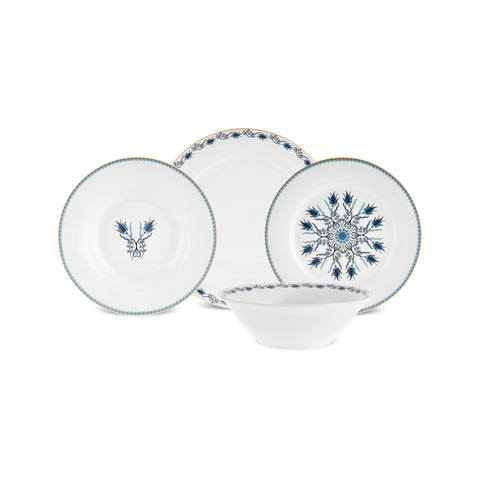 Karaca Forever Bone China Iznik 24-teiliges Tafelservice für 6 Personen, Mehrfarbig