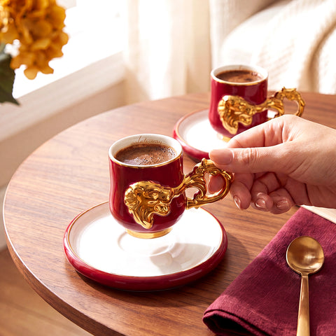 Karaca x Galatasaray Lizenziertes 2-teiliges Kaffeetassen-Set, 90ML