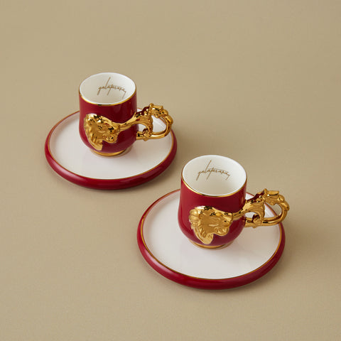 Karaca x Galatasaray Lizenziertes 2-teiliges Kaffeetassen-Set, 90ML