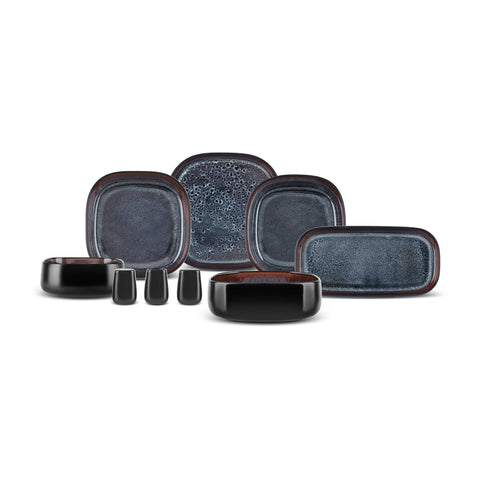 Karaca Earth Collection Galactic Shiny Black 55-teiliges Tafelservice für 12 Personen