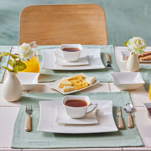 Karaca Stream Pure Perfect Weiß 32-Teiliges 6-Personen Frühstücksset Quadrat