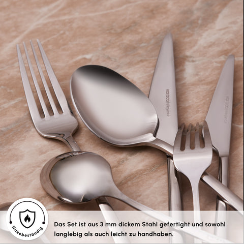 Karaca Serena 84-Piece Stainless Steel Cutlery Set for 12 People, Silver