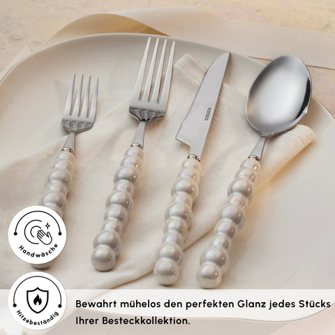 Karaca Pearl 24-teiliges Besteckset Für 6 Personen, Silber