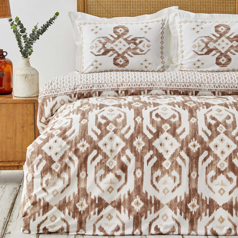 Karaca Home Neos Beige 100% Baumwolle Doppel Bettbezug Set