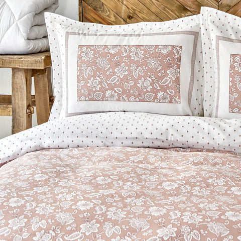 Karaca Home Celerina Rosa 100% Baumwolle Double Fitted Bettbezug Set
