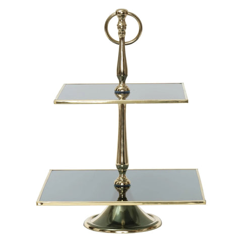 Karaca Home Line Dekorativer 2-stöckiger goldener Tortenständer 25 cm