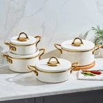 Karaca Ilion Enamel Granite 8 Piece Cream Cookware Set