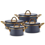 Karaca Ilion Enamel Granite 8 Pieces Anthracite Cookware Set