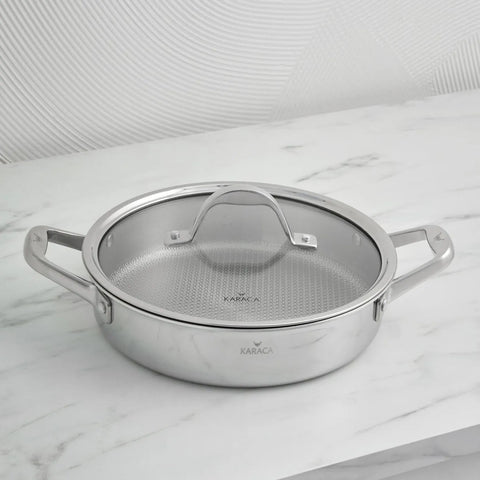 Karaca PowerSteel 316+ 3Ply Stahl Wabentopf 24 cm 4.6 Lt