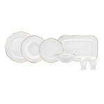 Karaca Daisy Gold Wave Shape 27--Piece Dinnerware Set for 6-with Serving Platter