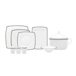 Karaca Fine Pearl Norma 62 Pieces Square Dinnerware Set for 12 Persons