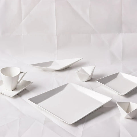 Karaca Origami für 6 Personen Quadrat Frühstücksset und Servierschalen, 26 Teilig, Porzellan 