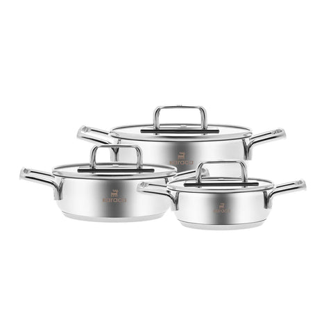 Karaca Arya Stahl Kochtopf Set, 6-Teilig