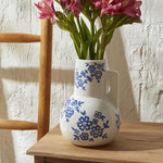 Karaca Home Cannes Vazo Beyaz Mavi 16,7 x 16,7 x 22,9 cm