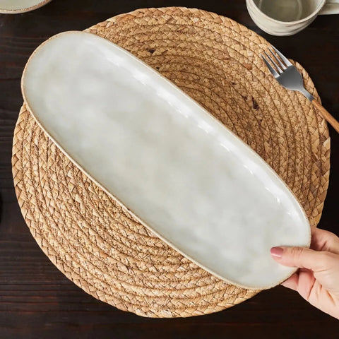 Karaca Aria Reactive Glaze Servierplatte, 38cm, Beige