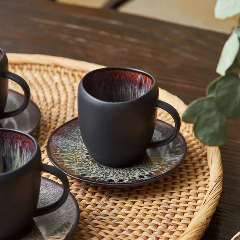 Karaca Red Carpet Collection Galactic Schwarz Kaffeetasse Set 2 Personen 100 ml