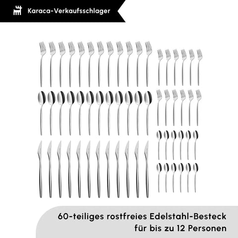 Karaca Lizbon 60-teiliges Besteck-Set für 12 Personen