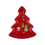 Karaca New Year Porcelain Golden Line Christmas Tree Decorative Plate, 21 cm, Red