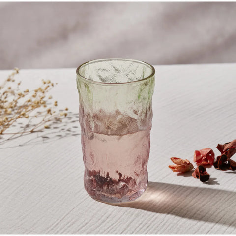 Karaca Glacier Getränke Glas, Rot Grün, 383 ml