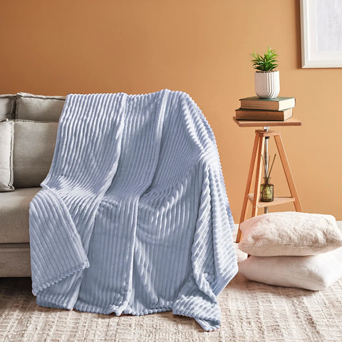 Karaca Ruby Stripe Wellsoft Einzel Decke, Blau