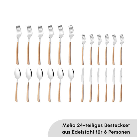 Karaca Melia Besteckset für 6 Personen, 24 Teilig