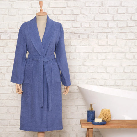 Karaca Home Daily Soft Frau Bademantel, 100% Baumwolle, Indigo, S/M