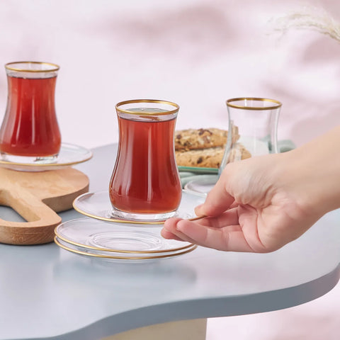 Karaca Kirke 6 Personen Tee Set, 12 Teilig, Gold